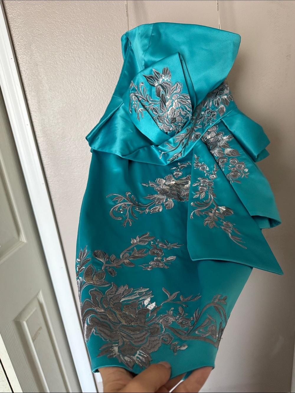 Brand New with Tag Karen Millen Floral Satin Dress with Silver Embroidery